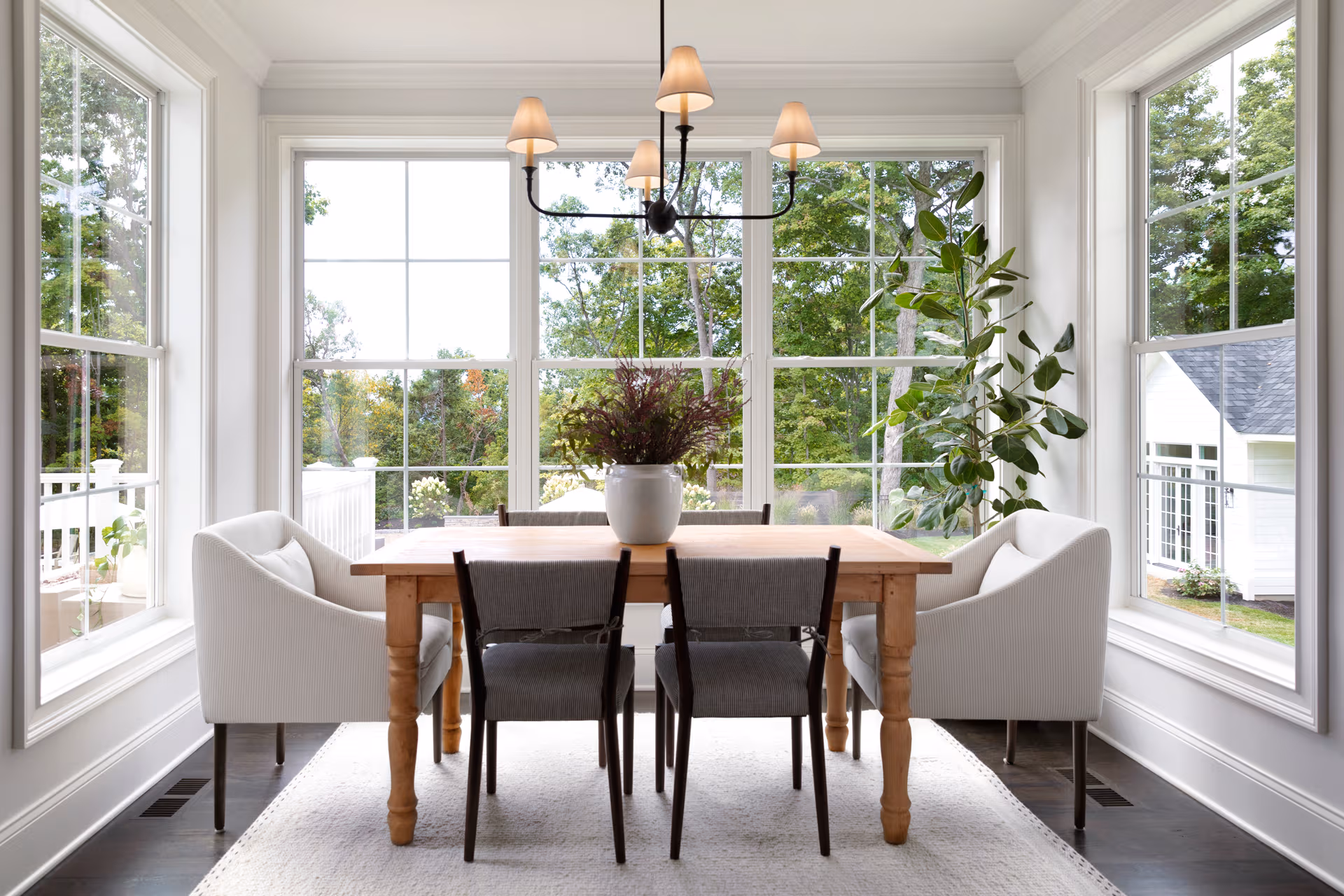 Marvin Essential double hung white fiberglass windows in traditional home